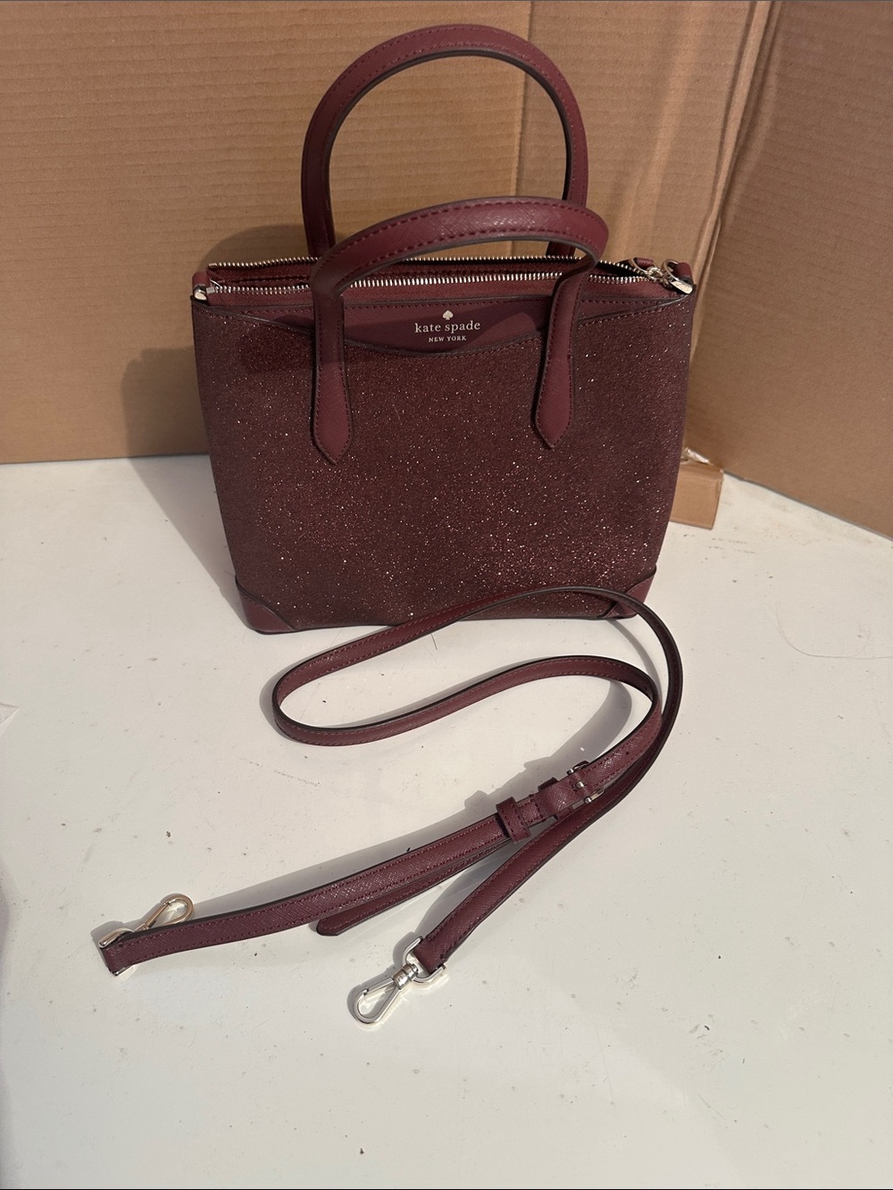kate spade Glittered Wine Mini Satchel with Removable Strap